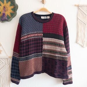 Paul Harris Design Patchwork Cottage Core Vintage Sweater Size Large